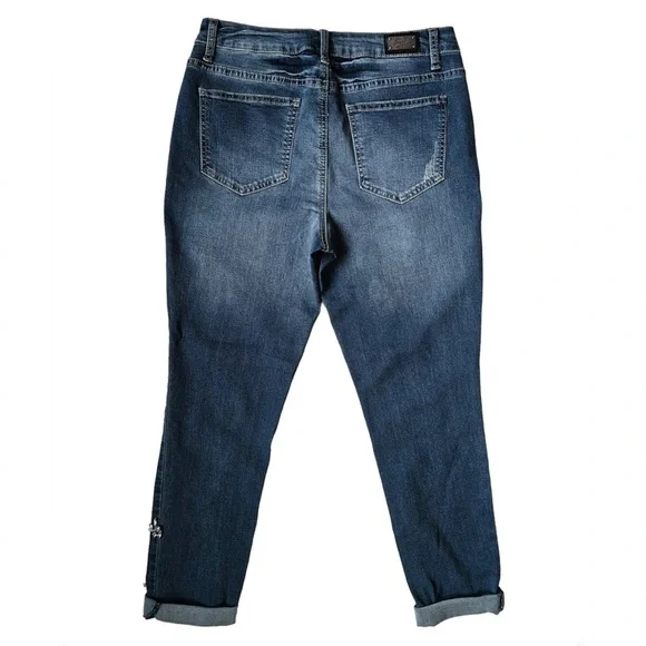 EARL Jeans Skinny Bedazzled Rhinestone Accents Tapered Legs  Whiskers Size 10 - Picture 2 of 10